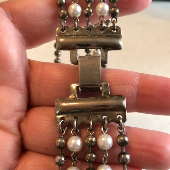 Multiple Strings of Faux Pearl and Metal Beads Necklace - Picture 3 of 3
